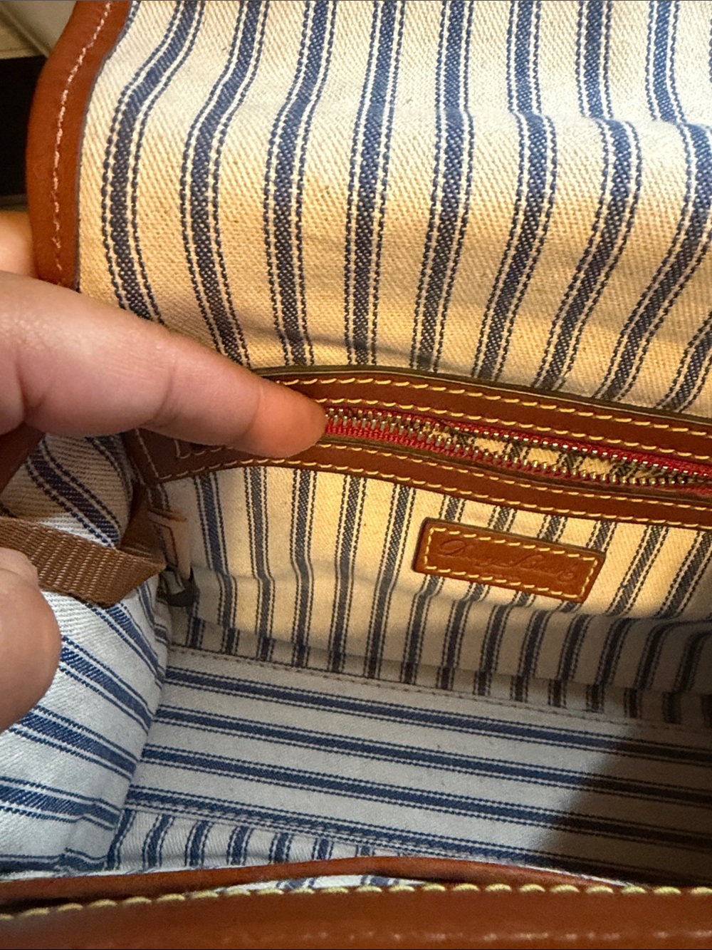 Dooney & Bourke Red Crossbody with Tan Leather Trim - Picture 3 of 7